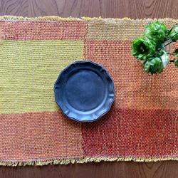 手工編織午餐墊“黃色和橙色混合 2” 第3張的照片
