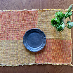 手工編織午餐墊“黃色和橙色混合 2” 第7張的照片