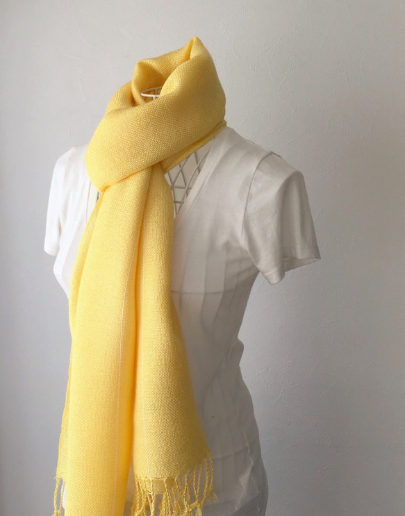 【法國亞麻：全季】男女通用：手工編織的攤位“黃色” 第1張的照片