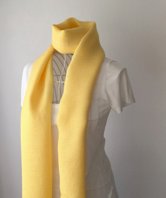 【法國亞麻：全季】男女通用：手工編織的攤位“黃色” 第3張的照片