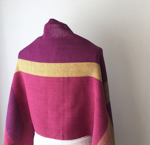 【綿&リネン：オールシーズン】手織りストール "Purple Stripe 4" 4枚目の画像