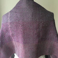 【綿&リネン：オールシーズン】手織りストール "Purple & White" 2枚目の画像