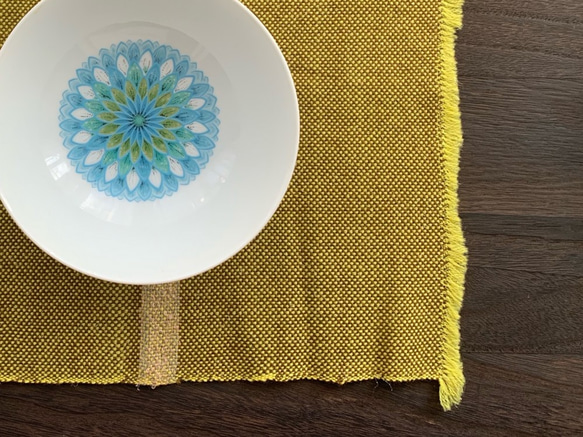 手工編織的午餐墊“ Yellow Gocha” 第1張的照片