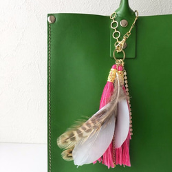 粉紅・流蘇造型華麗風包包吊飾 第1張的照片