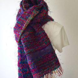 [所有季節]手織圍巾“多彩混合” 第1張的照片