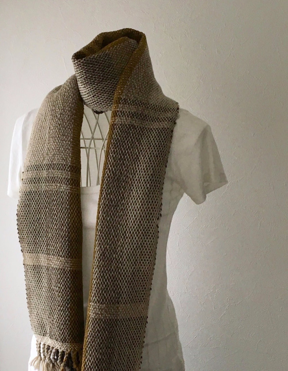 【羊毛：秋冬】男女皆宜：手工編織圍巾“Deep Grown Mix” 第3張的照片