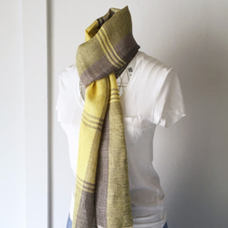[比利時及法國亞麻：所有季節]中性：手工編織失速“黃色和灰色混合” 第2張的照片