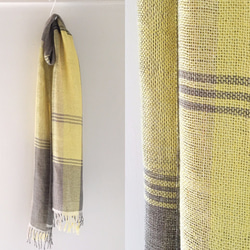 [比利時及法國亞麻：所有季節]中性：手工編織失速“黃色和灰色混合” 第3張的照片