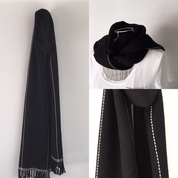 [Unisex Scarf] Black & White lines 第2張的照片