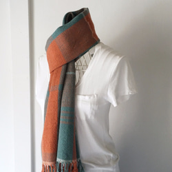 [Unisex Scarf] Orange & Emerald green Mix 第3張的照片