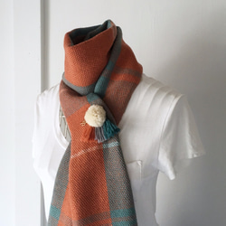 [Unisex Scarf] Orange & Emerald green Mix 第8張的照片