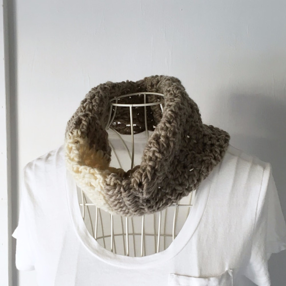 [ Snood & Neck Warmer] Brown & White 第1張的照片