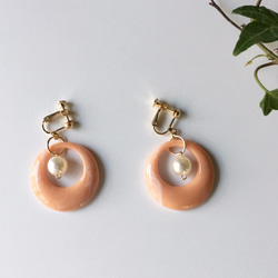 Orange &  Marble non-hall / pierced earrings 第2張的照片