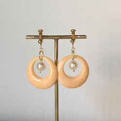 Cream &  Marble non-hall / pierced earrings 第1張的照片