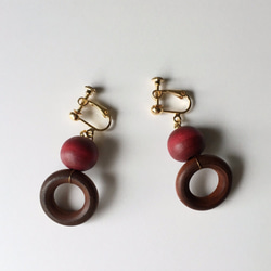 Wood beads non-hall / pierced earrings Vol.2 第2張的照片