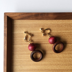 Wood beads non-hall / pierced earrings Vol.2 第5張的照片
