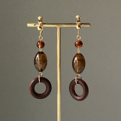 Wood beads non-hall / pierced earrings Vol.4 第1張的照片