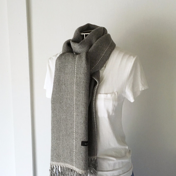 [Unisex Scarf] Gray & White lines 第1張的照片