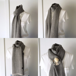 [Unisex Scarf] Gray & White lines 第2張的照片