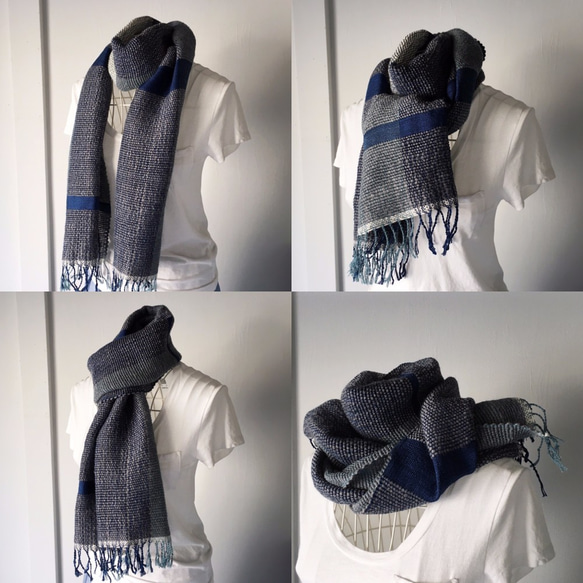 [Unisex Scarf] Blue & Gray 2 第2張的照片