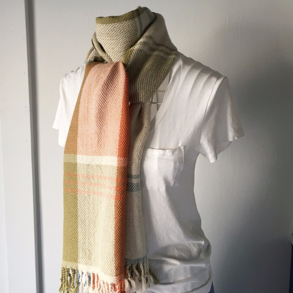 [Unisex Scarf] Green & Orange Mix 第1張的照片