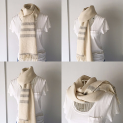 [Unisex Scarf] White with Borders 第2張的照片