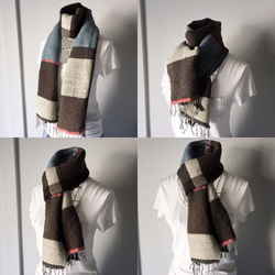 [Unisex Scarf] Brown & White Mix 第2張的照片