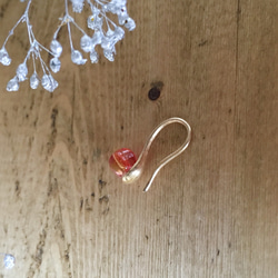 捷克珠子耳環騎小茶勺（紅色） 第2張的照片