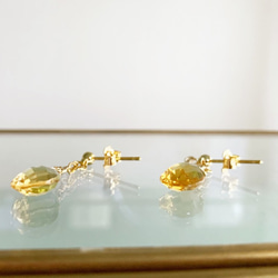 [8 月和 11 月生日石] 閃閃發光的黃水晶和橄欖石耳環/耳環 第5張的照片