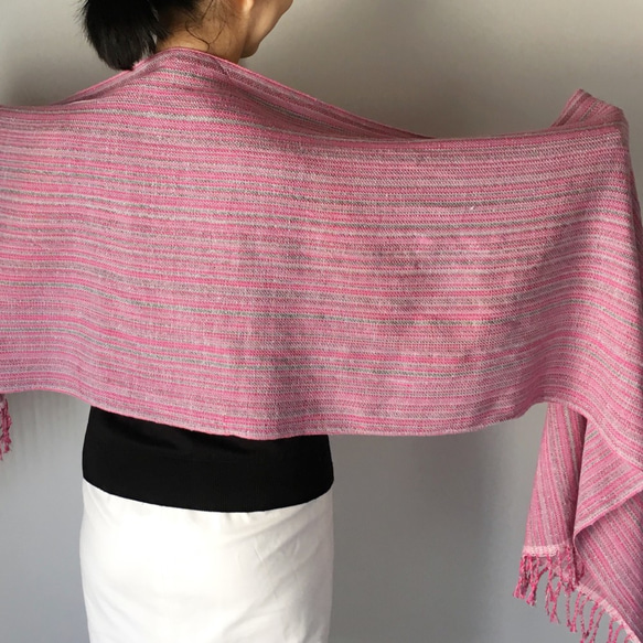 [Unisex Scarf] Pink and Silver - All season available - 第4張的照片