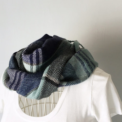 [嬰兒羊駝：秋冬]男女通用手織圍巾“Blue Color Mix” 第3張的照片