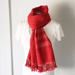 【羊毛：秋冬】男女皆宜：手工編織圍巾“紅與粉” 第1張的照片