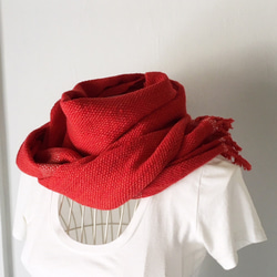【羊毛：秋冬】男女皆宜：手工編織圍巾“紅與粉” 第3張的照片