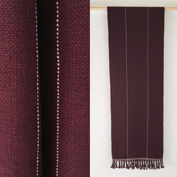 [柏宮：秋/冬]男女皆宜的：手工編織的圍巾“酒紅色，粉紅色線條” 第4張的照片