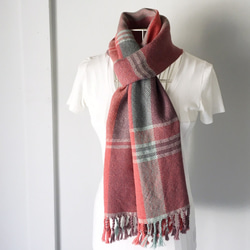 [嬰兒羊駝：秋冬]男女通用手工編織圍巾“Cherry Color Mix” 第2張的照片