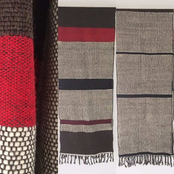 【羊毛和羊絨：秋冬】男女皆宜：手工編織圍巾“灰＆棕混合” 第4張的照片