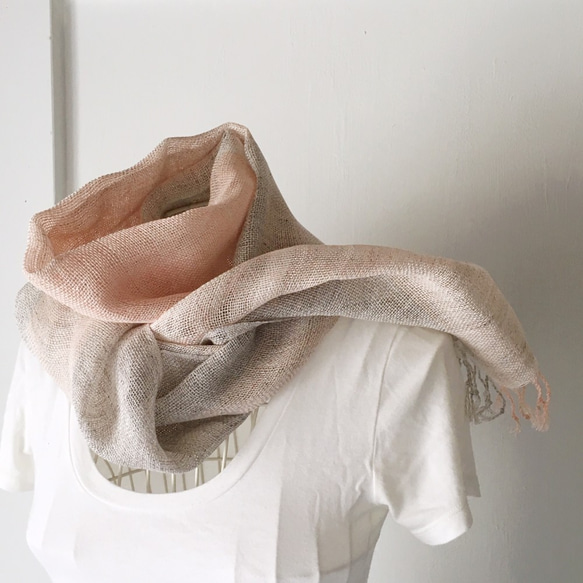 [比利時亞麻：所有季節]男女皆宜：手工編織的攤位“柔和的粉紅色和灰色”Vol.3 第4張的照片