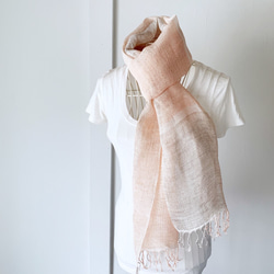 [比利時亞麻：全季]男女通用：手工編織披肩“柔和的粉紅色和灰色”Vol.4 第3張的照片
