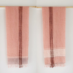 [羊毛]中性：手工編織的圍巾“ Pink＆White Mix 2” 第4張的照片