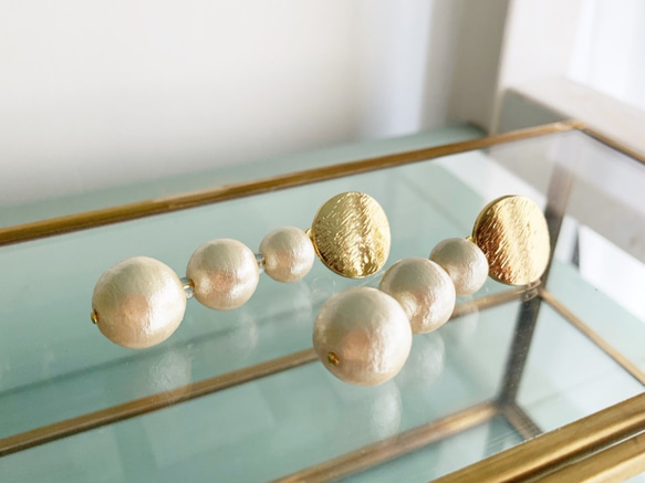 Gold & Cotton pearls pierces 1枚目の画像