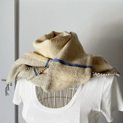 [羊毛：秋/冬]男女皆宜的：手工編織的圍巾“ White＆Black 4” 第3張的照片