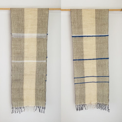 [羊毛：秋/冬]男女皆宜的：手工編織的圍巾“ White＆Black 4” 第4張的照片