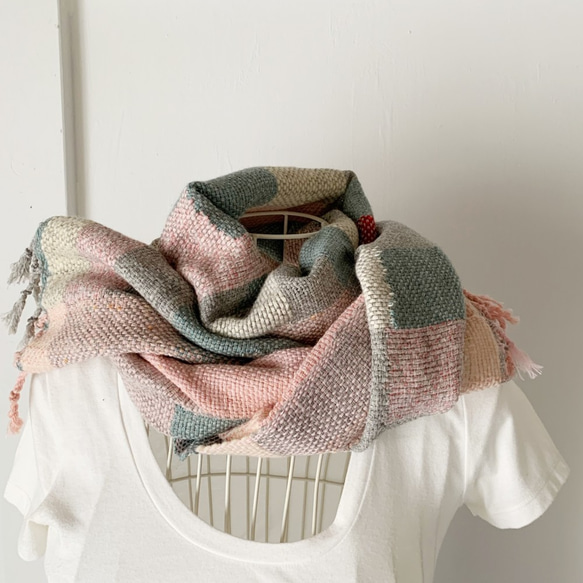 [羊毛] 男女皆宜：手工編織圍巾“斯堪的納維亞混合” 第3張的照片