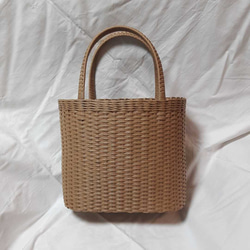 クラフトバンドカゴバック 斜め網代編みバック サイズ 14㎝×14㎝×18㎝(持ち手含まず) #網代