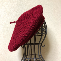 ✿手編みのベレー帽(ボルドー)✿ 1枚目の画像
