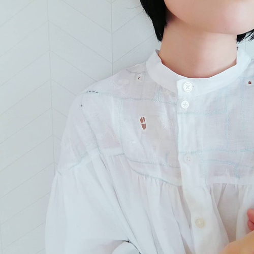 ミナペルホネン使用 gardenpatchwork white シャツワンピース 