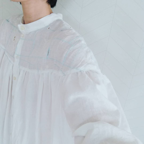ミナペルホネン使用 gardenpatchwork white シャツワンピース 