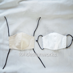 服屋が職業用ミシンで仕立てるシンプルマスク（キナリ黒紐） 5枚目の画像