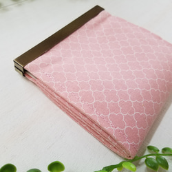 モロッカン柄 ピンク色　ジャバラ式 文鎮口金 ミニ財布 4枚目の画像