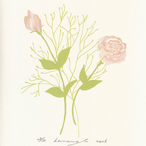 トルコキキョウの恋人達（版画シルクスクリーン）＊絵、薔薇、バラ、花 